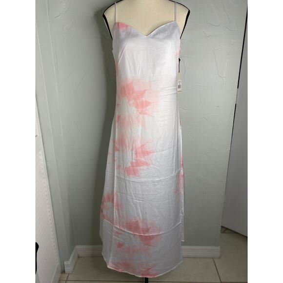 Dex Tie Dye Satin Slip Midi Dress Pink - Picture 7 of 8
